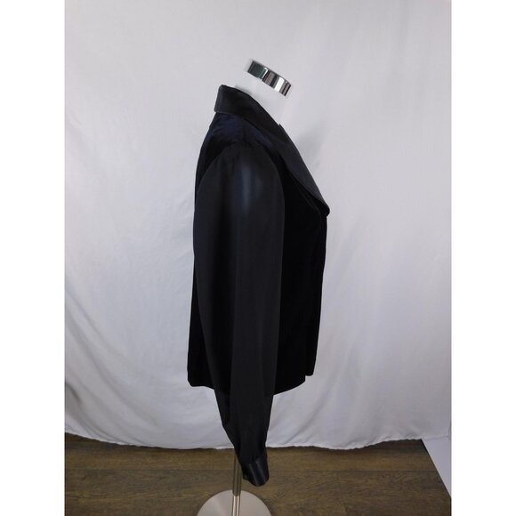 Danny & Nicole Jacket Womens 14 Black Velvet Sheer Sleeve Satin Shawl Collar - Picture 8 of 12